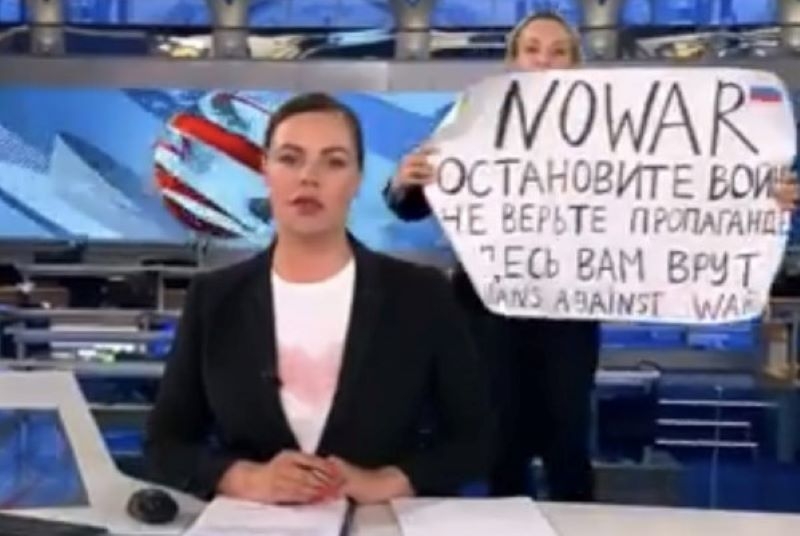 protest la Canal 1 din Rusia