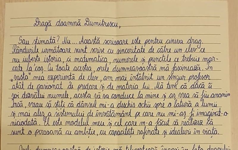 captura scrisoare Angela Dumitrescu