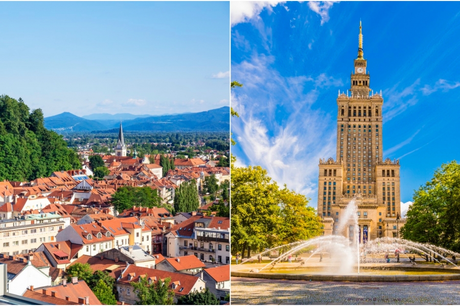 Colaj Foto cu orașele Ljubljana și Varșovia. Sursă: Profimedia Images