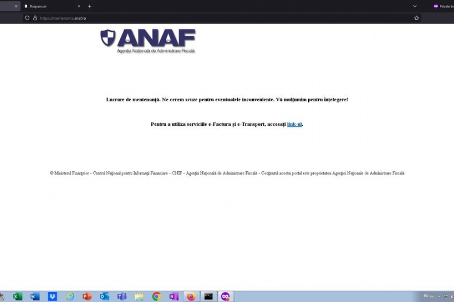 Site ANAF nefuncțional