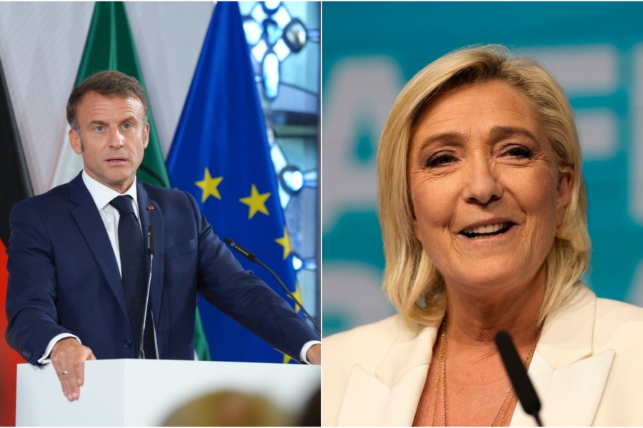Imagine cu Macron si Marine Le Pen. Foto: Colaj Profimedia Images