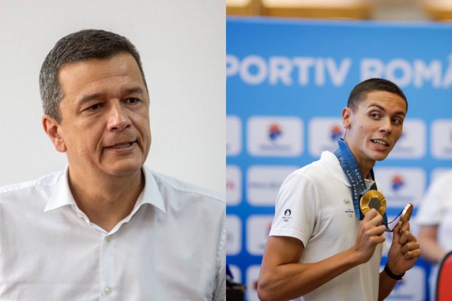 Sorin Grindeanu și David Popovici. Foto: Inquam Photos/ Virgil Simonescu & Ovidiu Micsik
