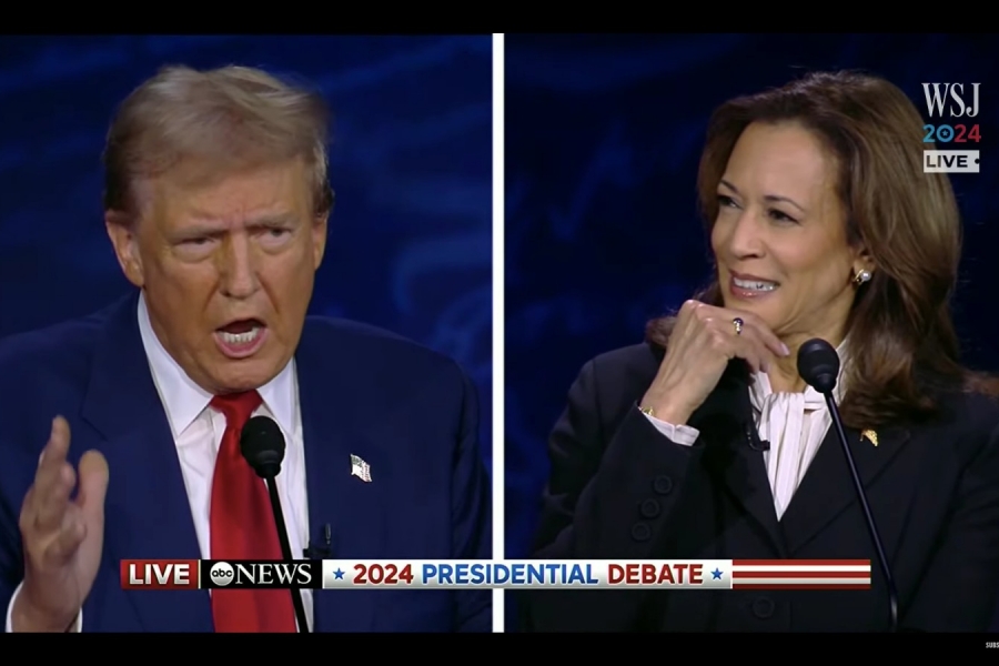 Imagine de la dezbaterea dintre Trump și Harris. Foto: Captură foto: Wall Street Journal/Youtube