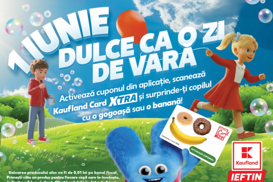 Kaufland celebrează Ziua Copilului cu surprize dulci la doar 1 ban, prin Kaufland Card XTRA, și reduceri de până la 50% la jucării