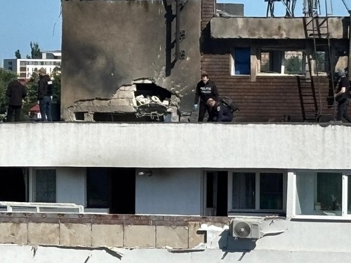 bloc avariat de o dronă în Galati 