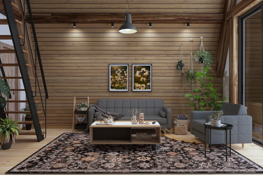 Cum pui lemnul la treabă într-un living modern, fără clișee rustice. Sau cum amenajezi un living cald și elegant, fără să-l transformi într-o cabană